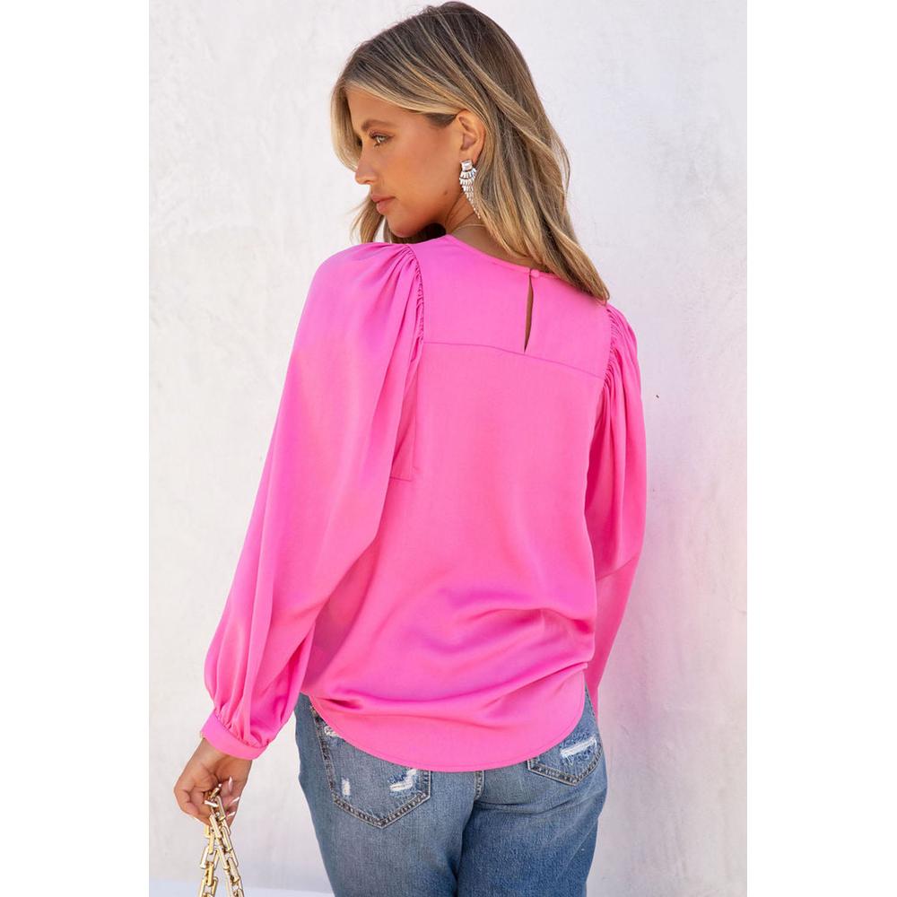 Azura Exchange Puff Sleeve Crewneck Blouse - L Secondary image