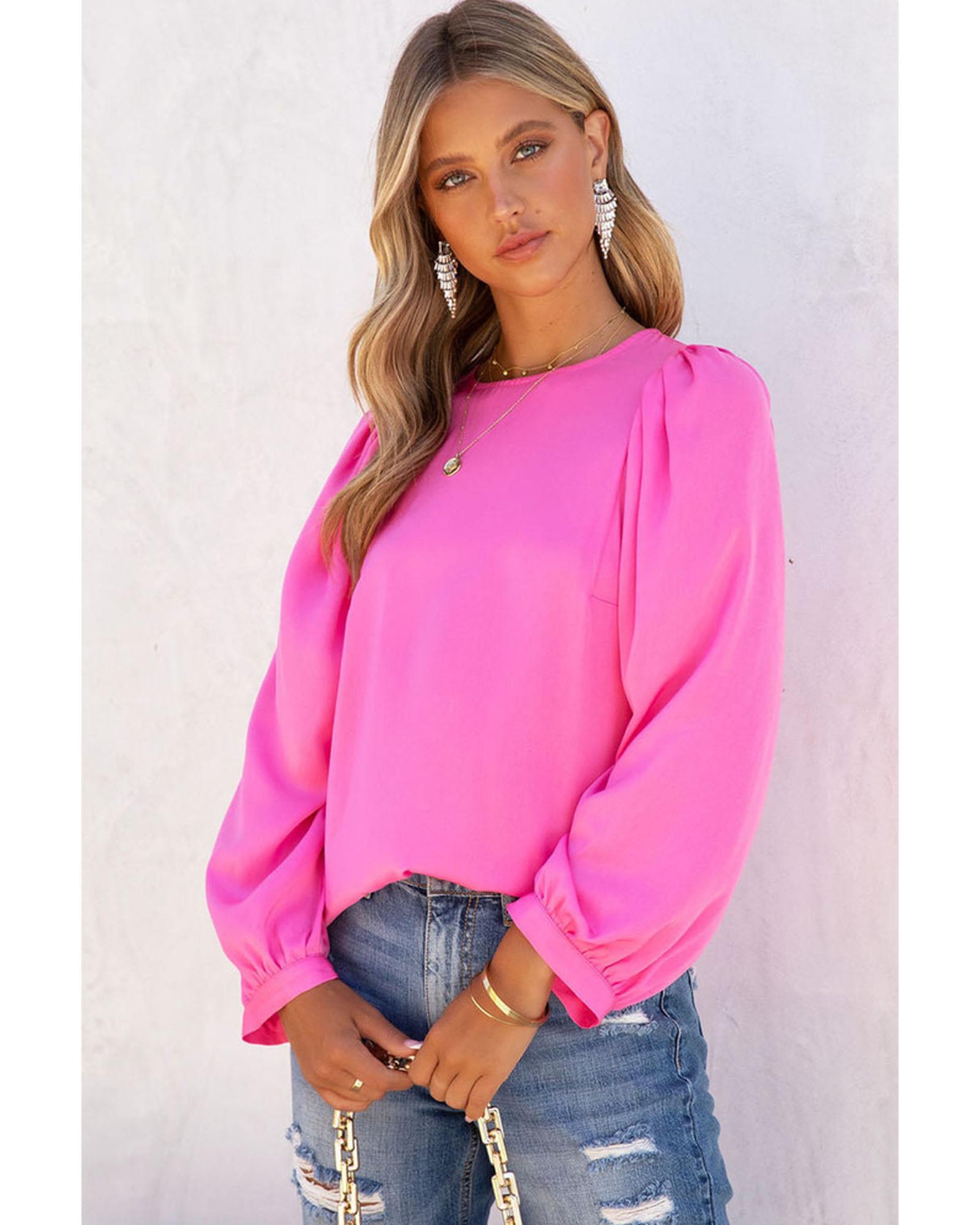 Azura Exchange Puff Sleeve Crewneck Blouse - M