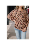 Azura Exchange Animal Print Stitching Loose Long Sleeve Top - S