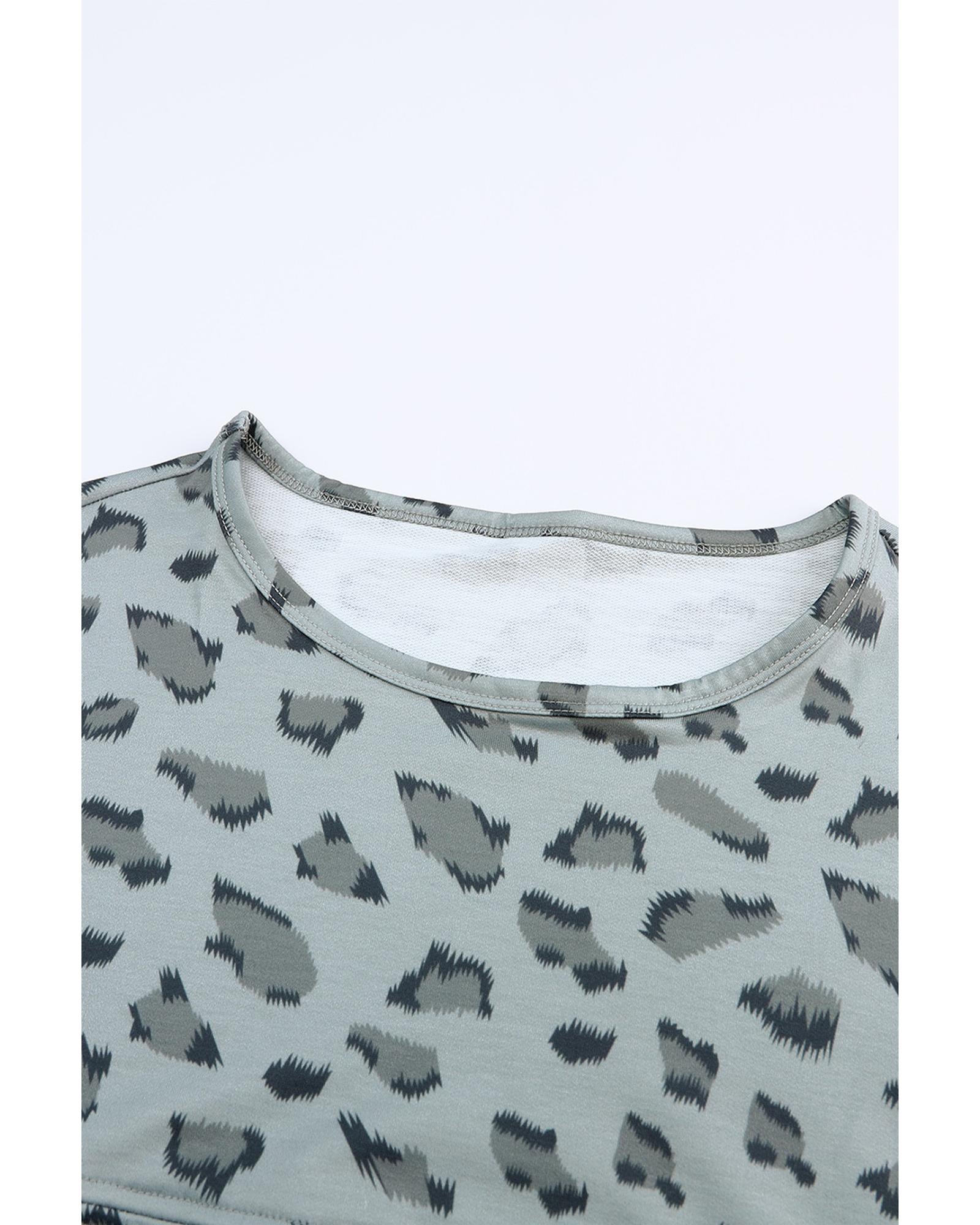 Azura Exchange Animal Print Stitching Loose Long Sleeve Top - L
