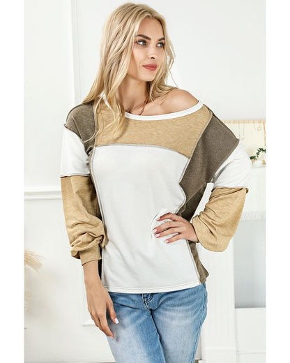 Azura Exchange Exposed Seam Color Block Patchwork Top - M