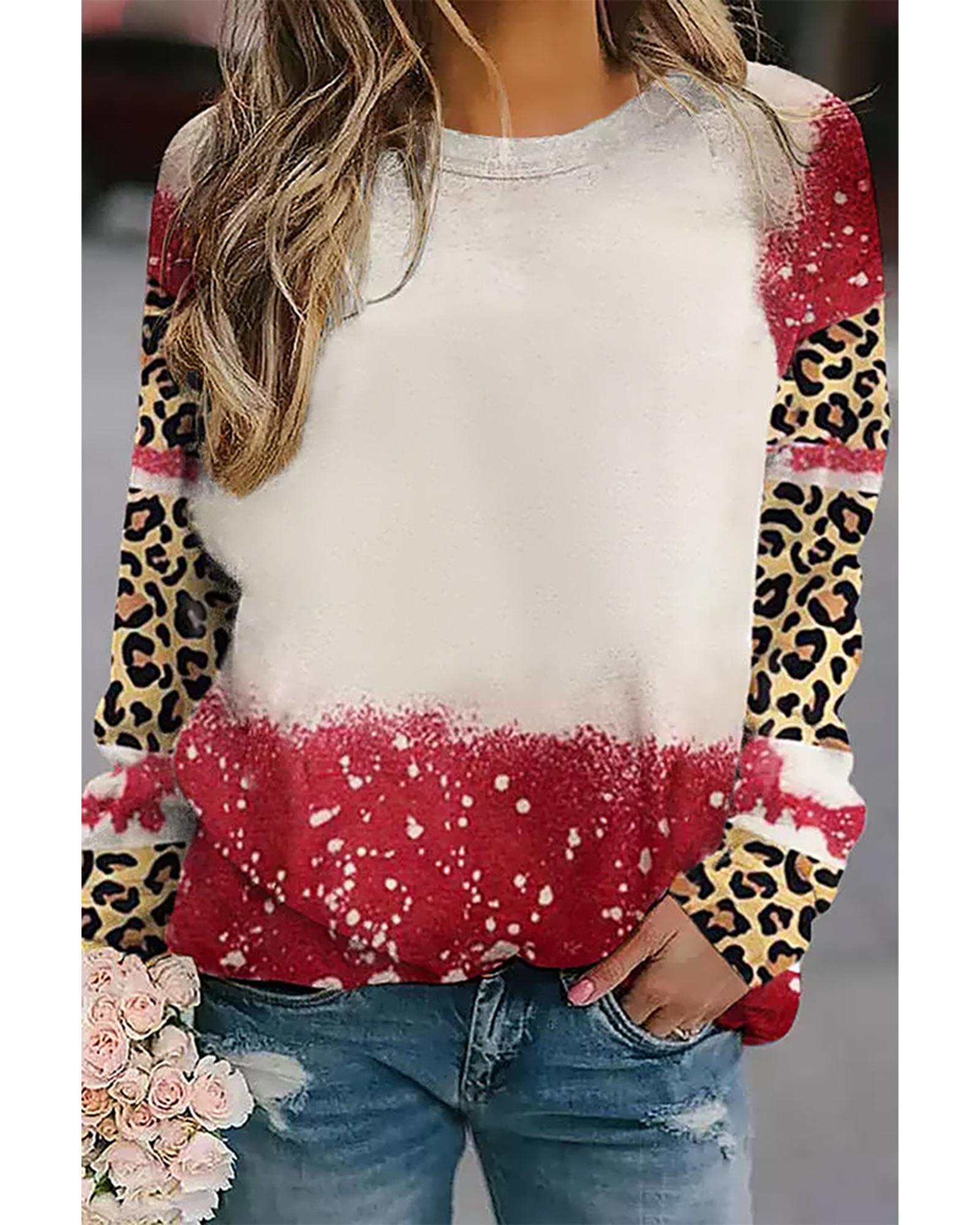 Azura Exchange Leopard Tie-Dye Long Sleeve Top - M Main image