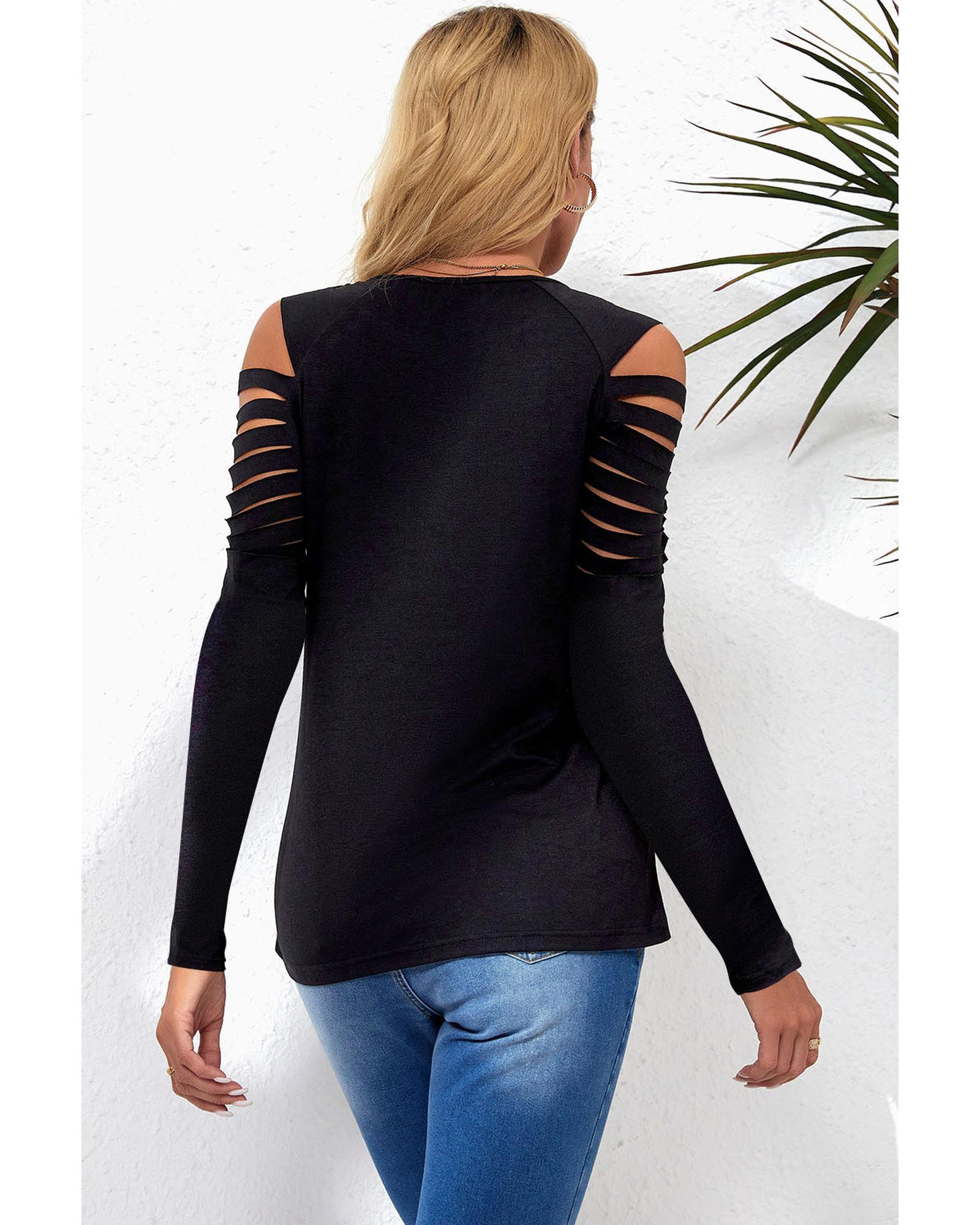 Azura Exchange Mesh Patch Ripped Long Sleeve Top - L Secondary image