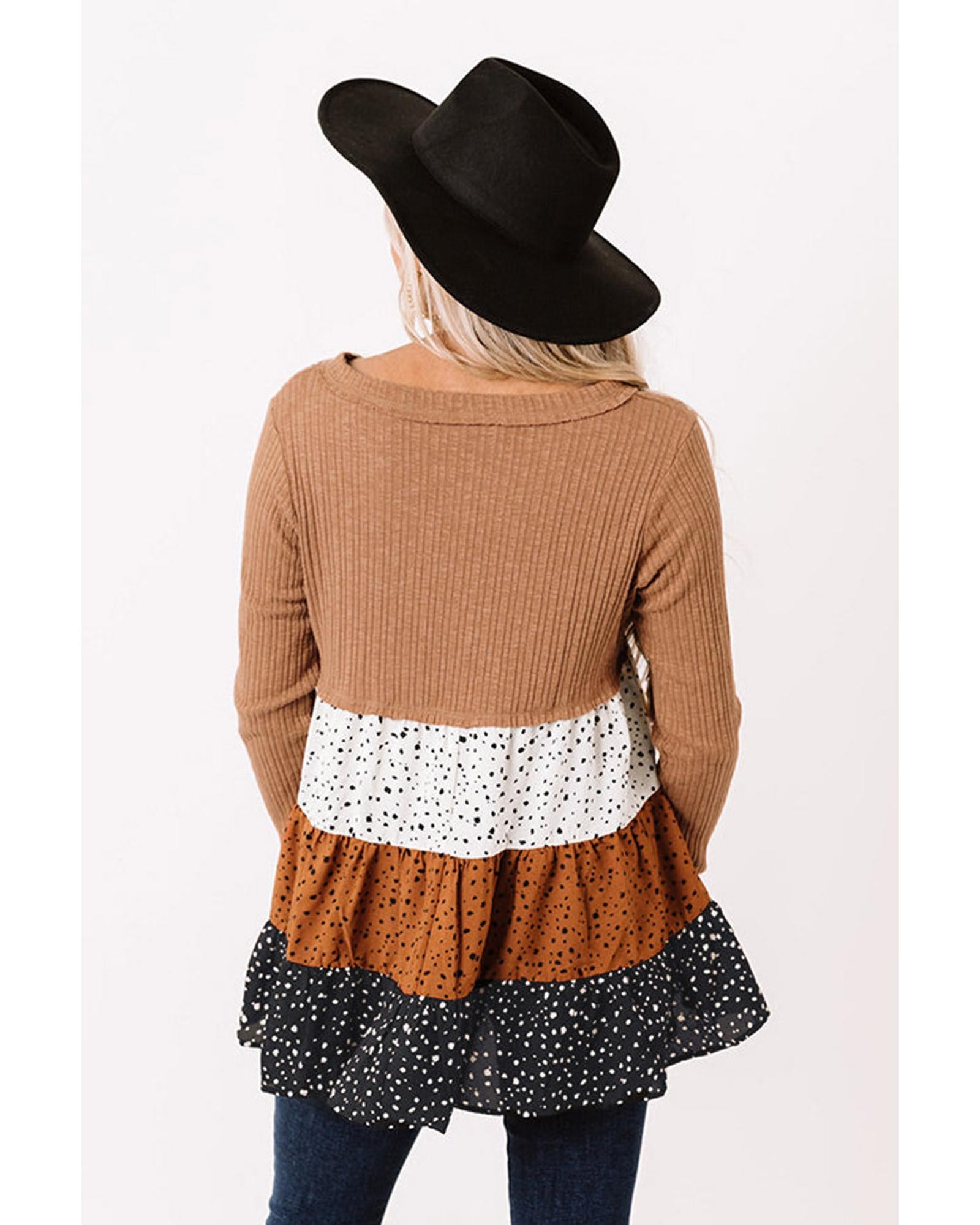 Azura Exchange Ribbed Tiered Ruffled Flowy Top - L Secondary image