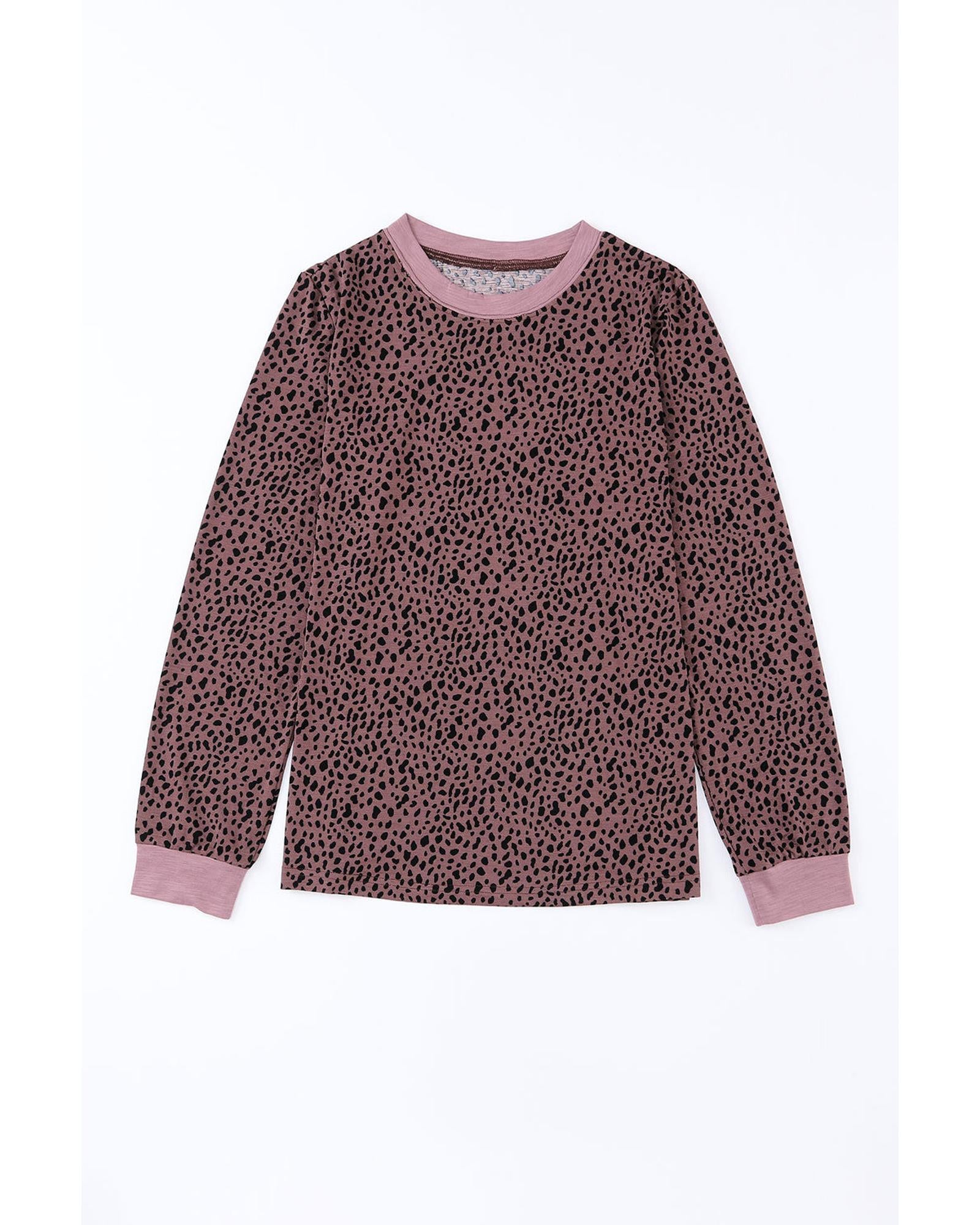 Azura Exchange Spotted Print Round Neck Long Sleeve Top - S Secondary image