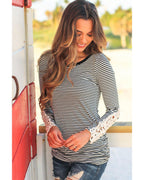 Azura Exchange Lace Crochet Long Sleeve Top - S