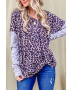 Azura Exchange Leopard Print Drop Shoulder Patchwork Sleeve Top - XL