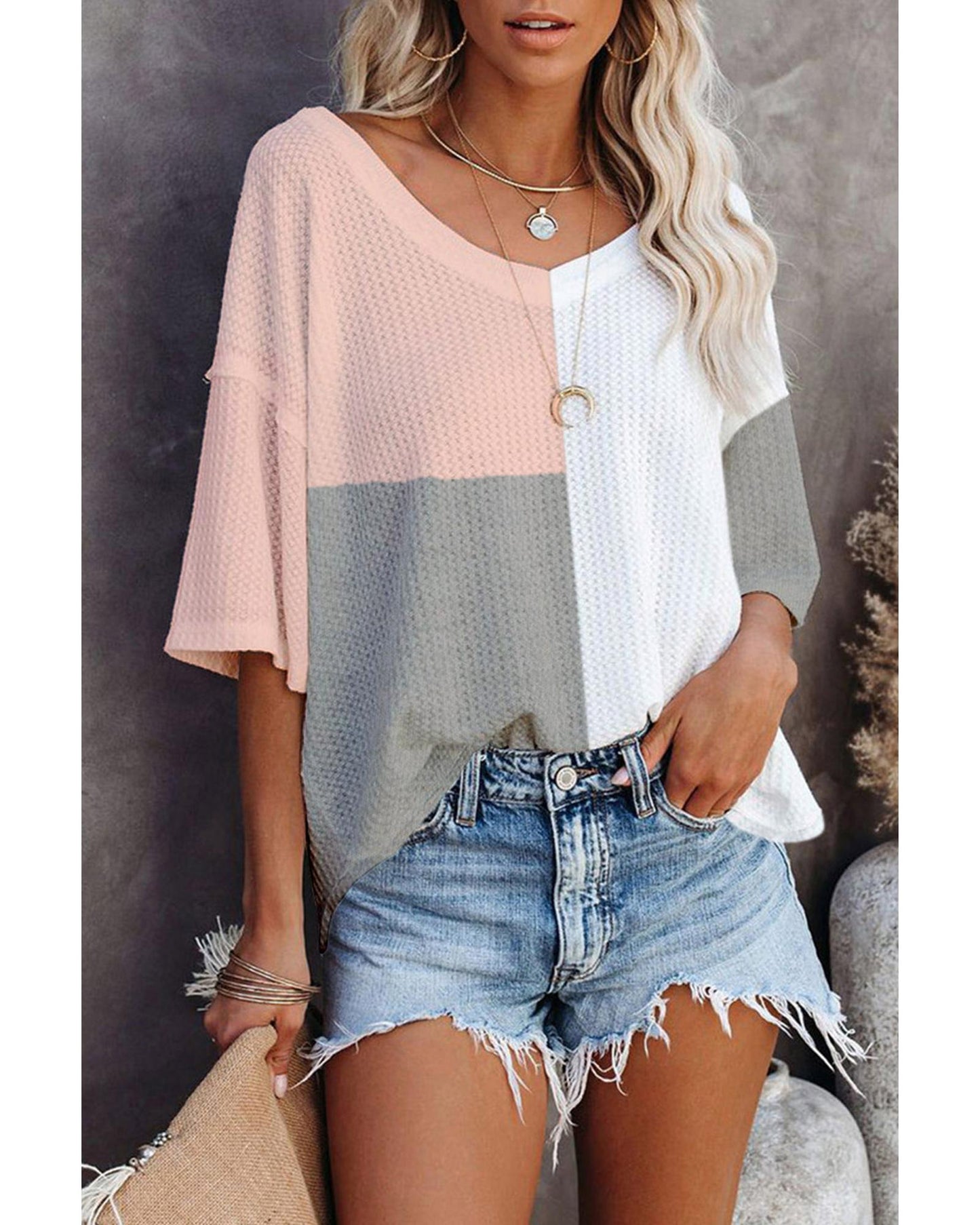 Azura Exchange Colorblock Long Sleeve Oversized Top - L