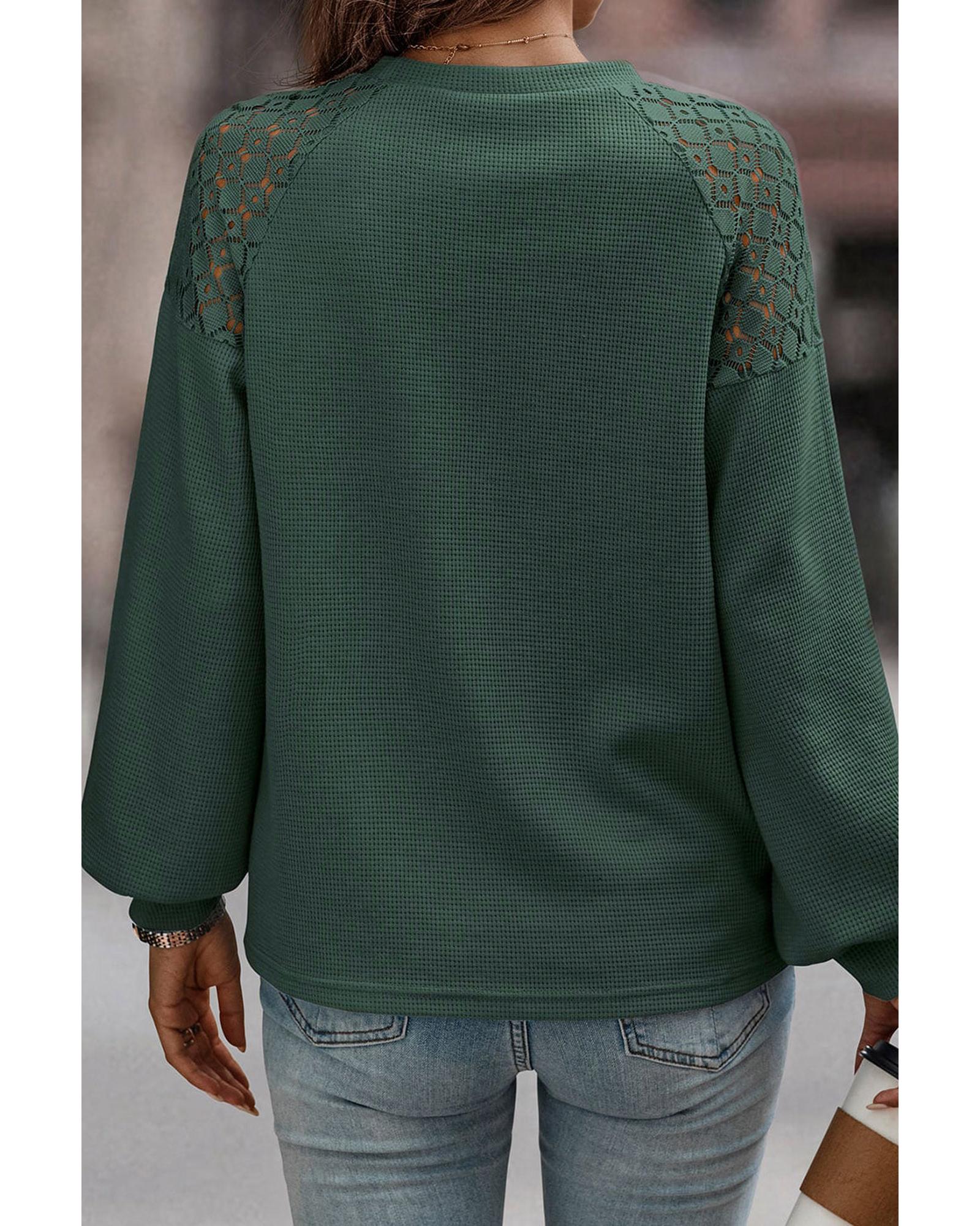 Azura Exchange Lace Textured Long Sleeve Pullover - L Secondary image