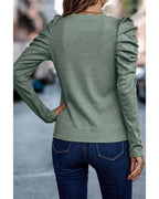 Azura Exchange Buttoned Puff Long Sleeve Sheath Top - L