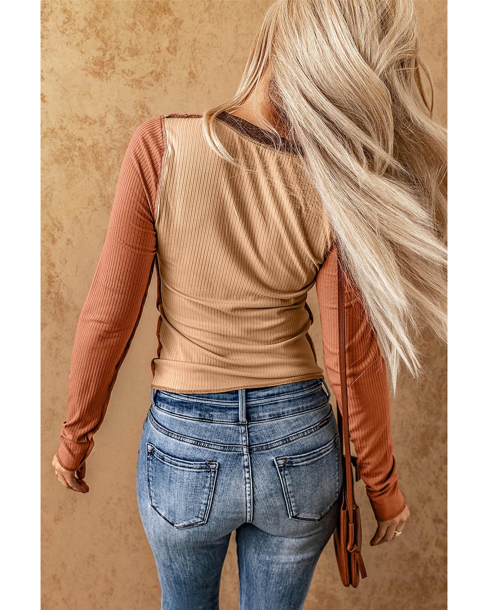Azura Exchange Color Block Ribbed Knit Top - XL Secondary image
