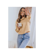 Azura Exchange Apricot Waffle Knit Turtleneck Top - M