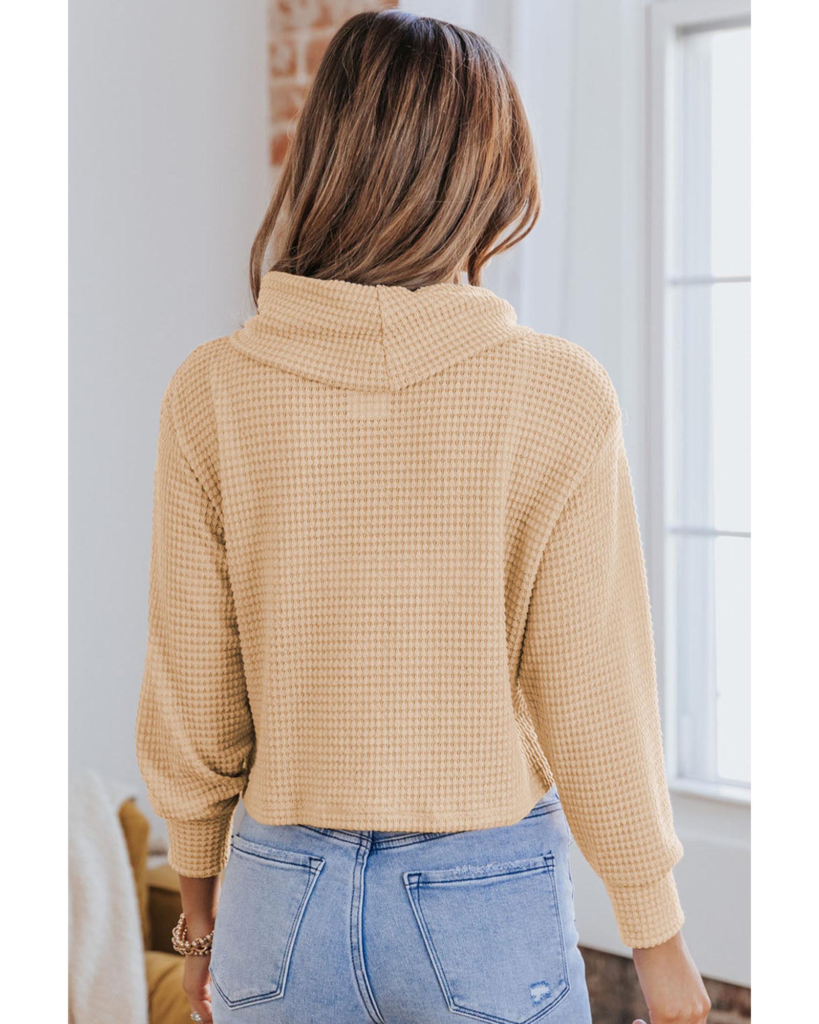 Azura Exchange Apricot Waffle Knit Turtleneck Top - XL Secondary image