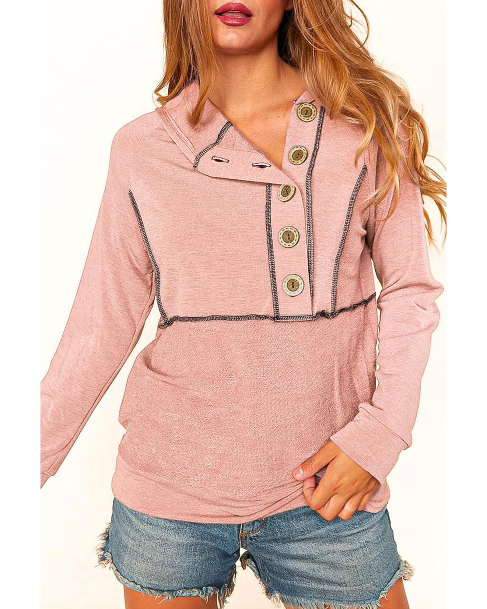 Azura Exchange Princess Line Out Seam Hoodie with Front Buttons - S Main image