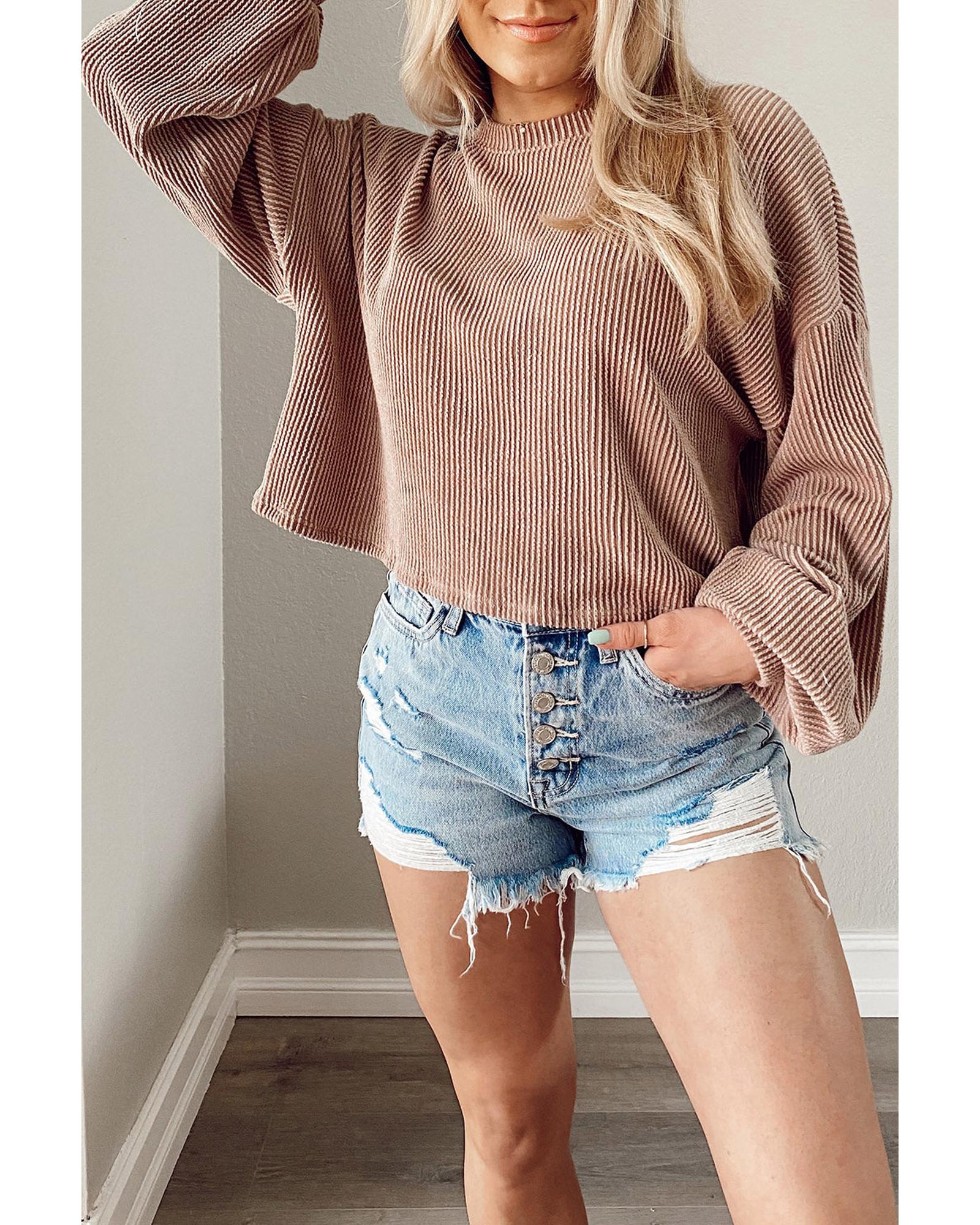 Azura Exchange Drop Shoulder Puff Sleeve Casual Blouse - L Main image