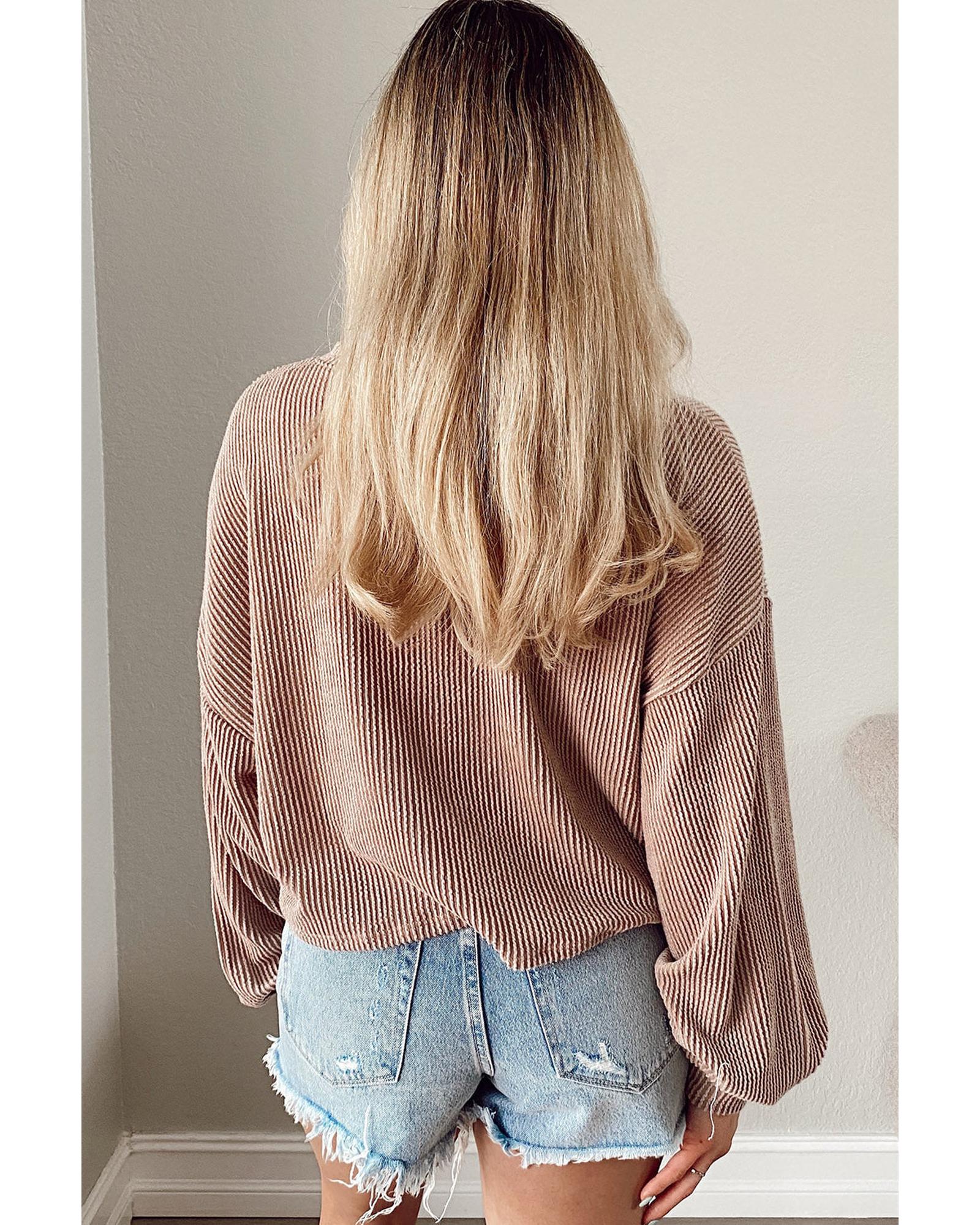 Azura Exchange Drop Shoulder Puff Sleeve Casual Blouse - L Secondary image