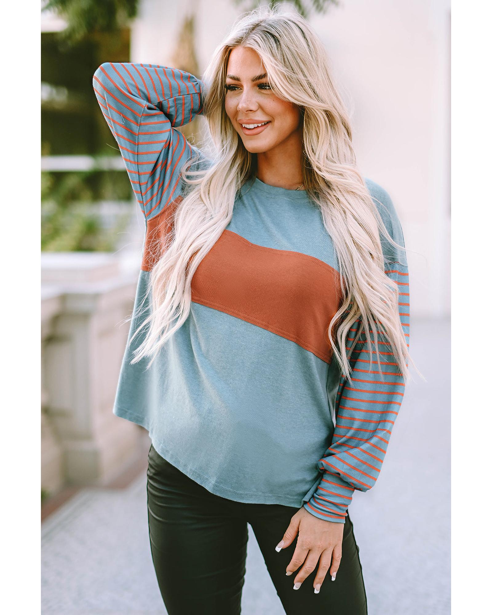 Azura Exchange Striped Bishop Sleeve Top - XL Main image
