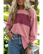 Azura Exchange Bishop Sleeve Colorblock Striped Top - L Women's Tops & T-shirt Azura Exchange