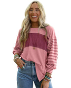 Azura Exchange Bishop Sleeve Colorblock Striped Top - L Women's Tops & T-shirt Azura Exchange