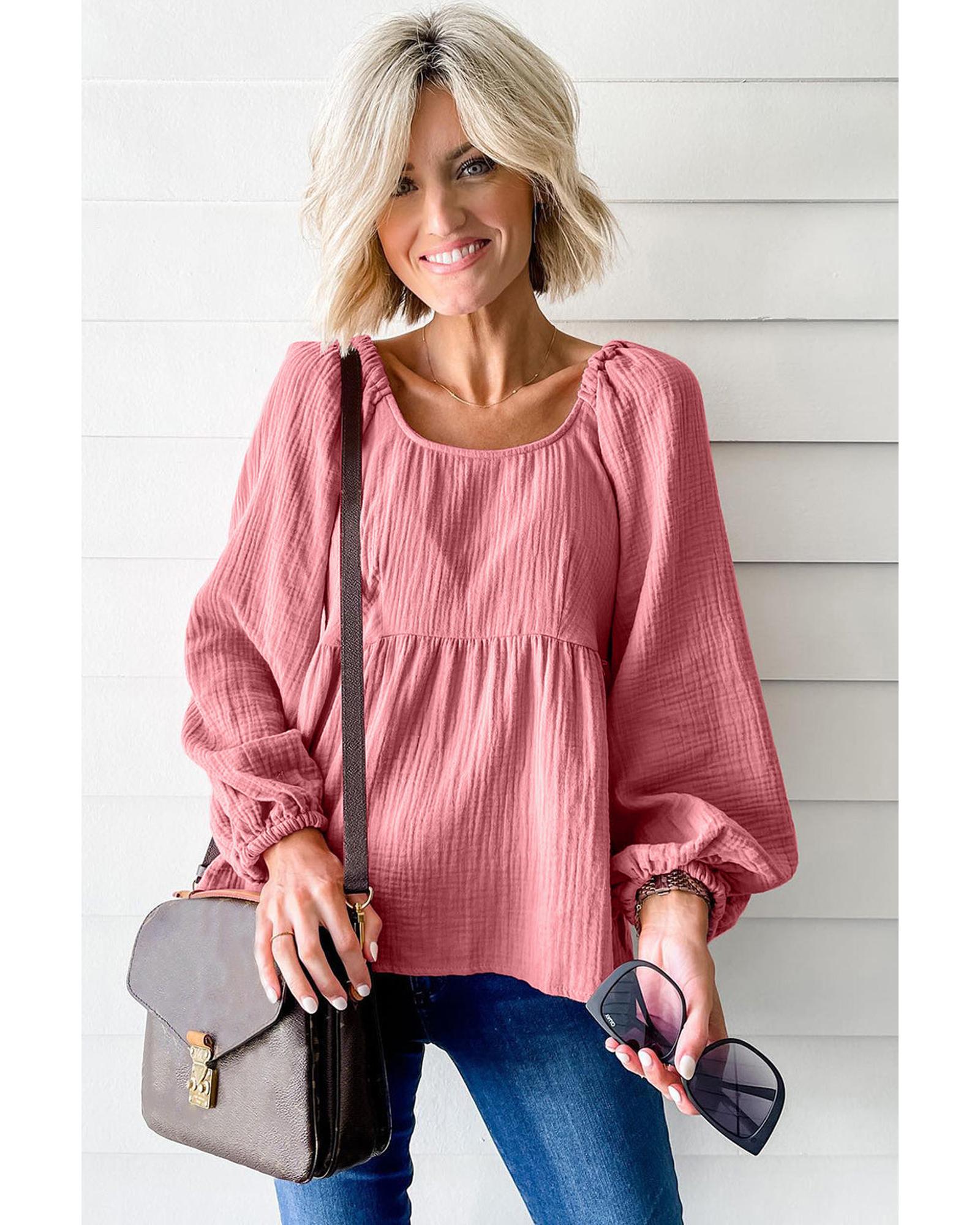 Azura Exchange Textured Bubble Sleeve Blouse - M Secondary image