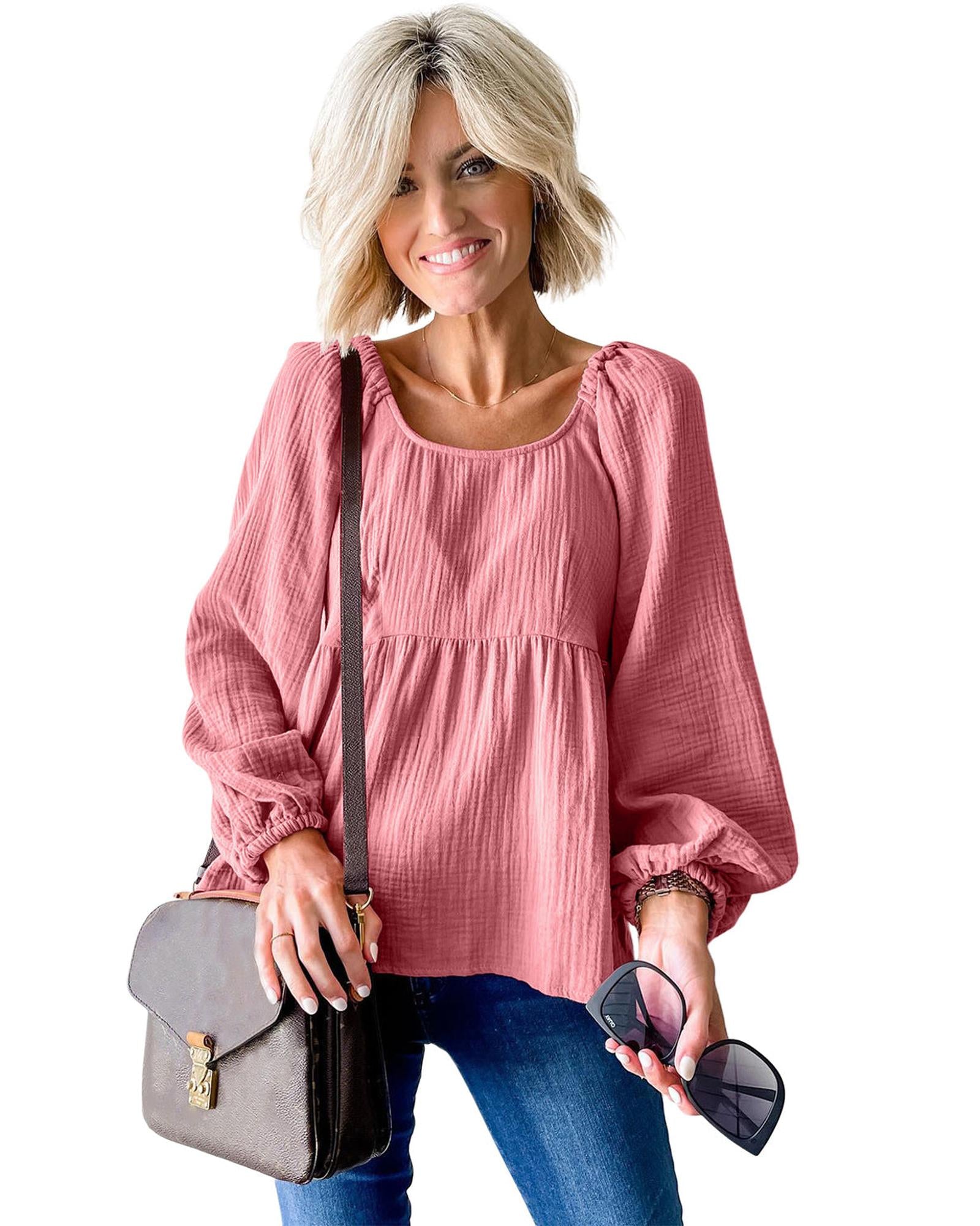 Azura Exchange Textured Bubble Sleeve Blouse - XL
