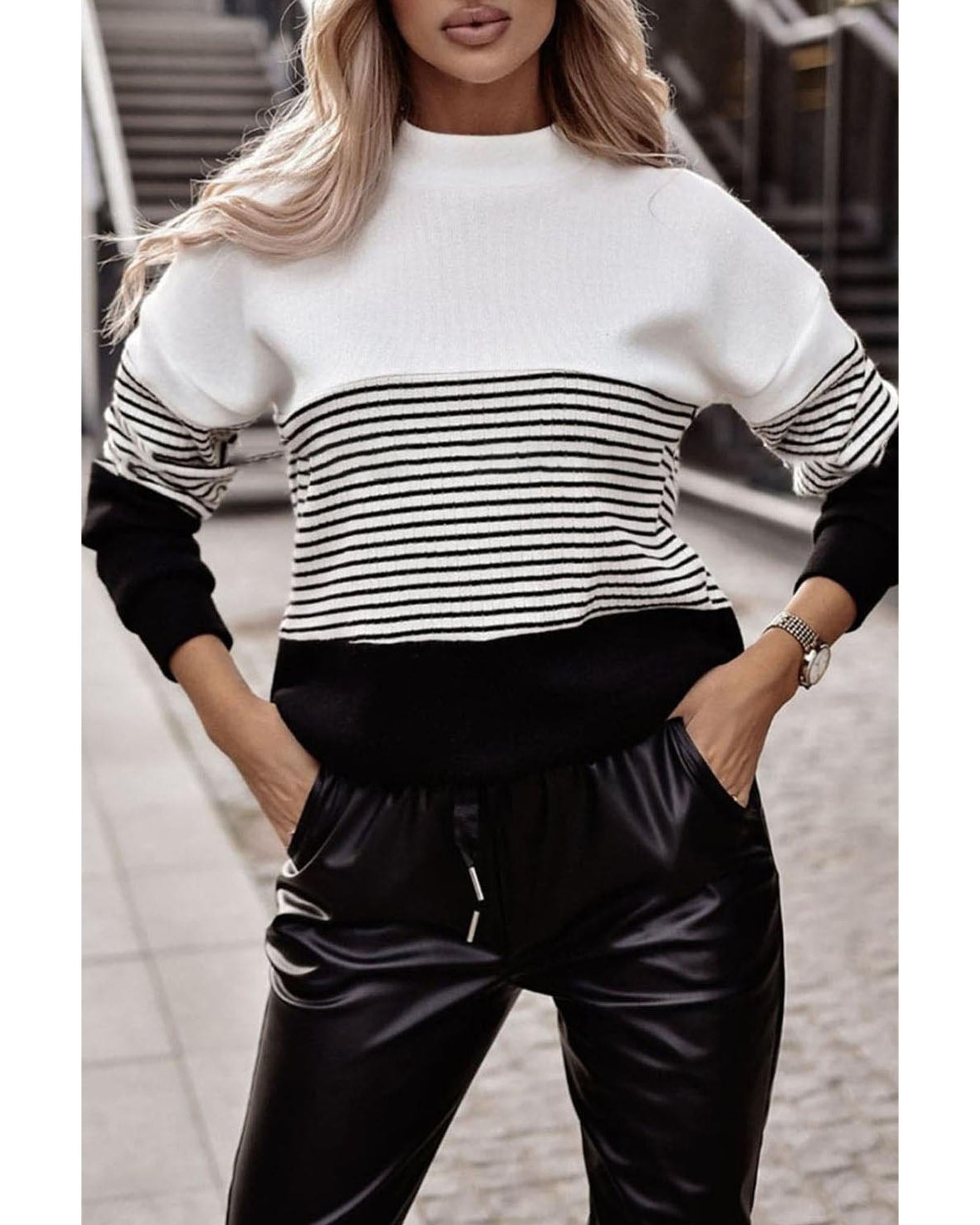 Azura Exchange Contrast Colorblock Knit Top - L Main image