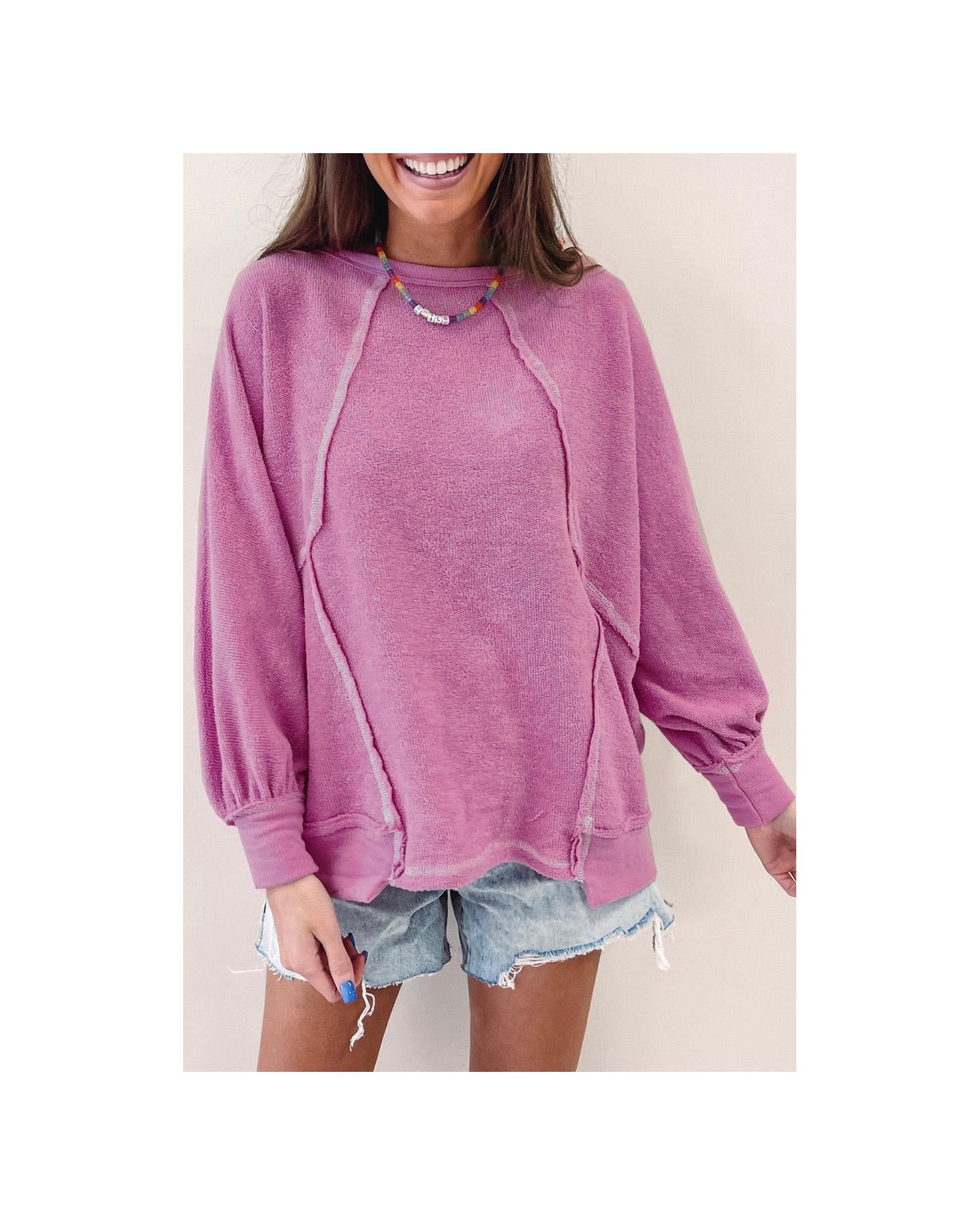 Azura Exchange Exposed Seam Terry Pullover - XL Main image