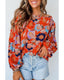Azura Exchange Floral Print Ruffle Puff Sleeve Blouse - M
