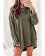 Azura Exchange Oversized Green Waffle Knit High Slits Top - S