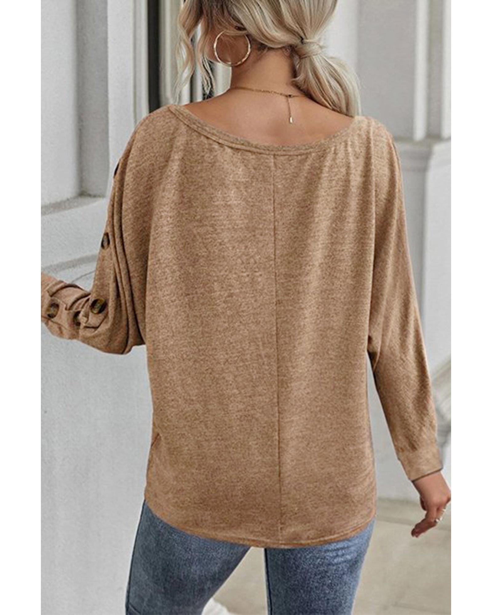 Azura Exchange Button Decor Dolman Sleeve Top - L Secondary image