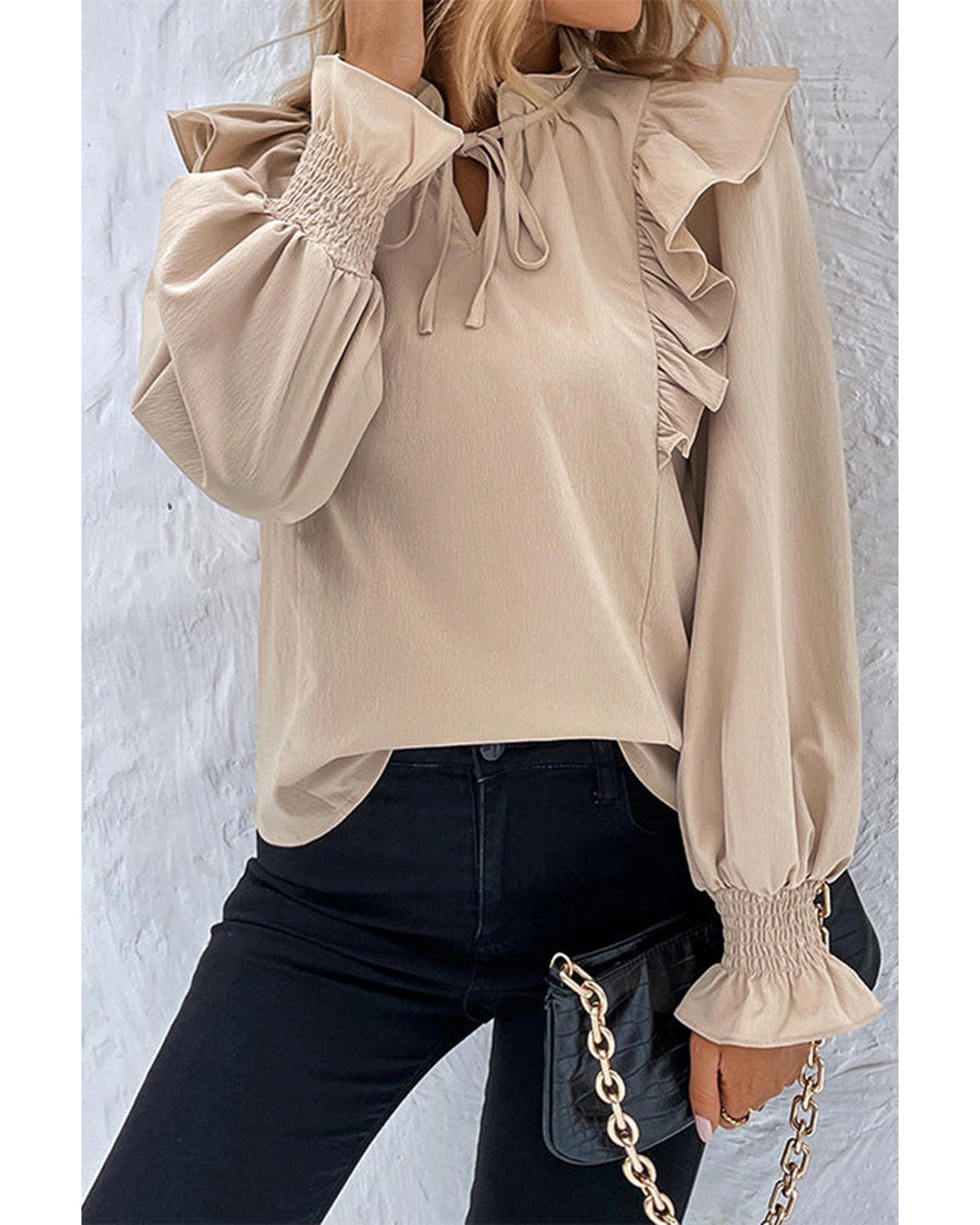 Azura Exchange Ruffled Bubble Sleeve Blouse - M Main image