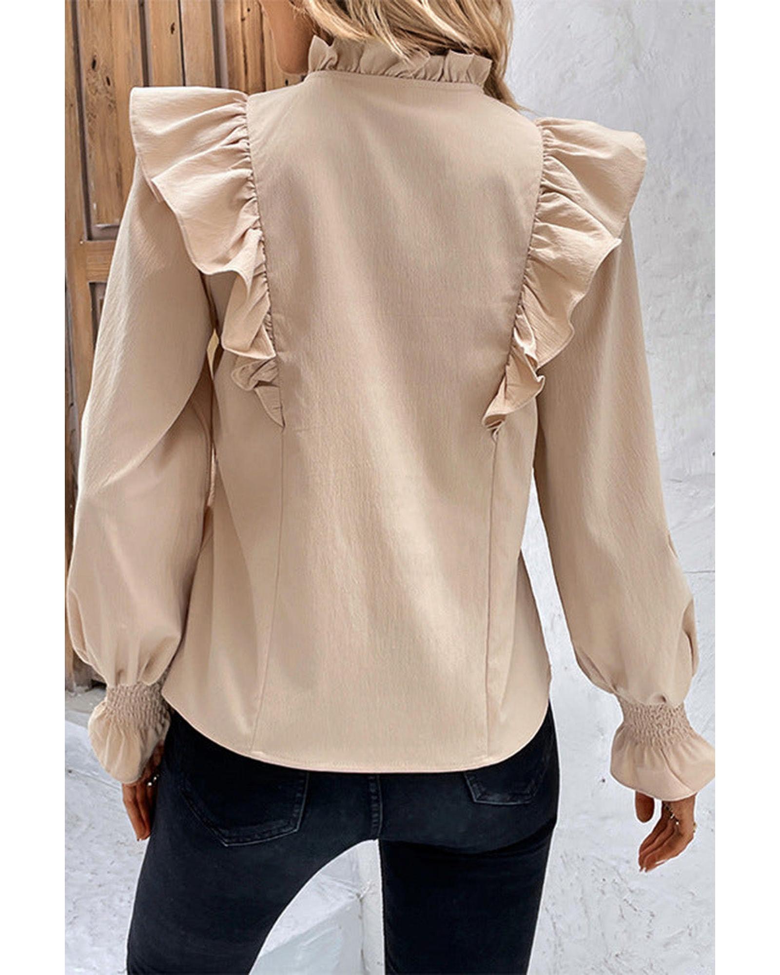 Azura Exchange Ruffled Bubble Sleeve Blouse - XL Secondary image