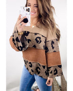 Azura Exchange Leopard Colorblock Patchwork Knit Top - S