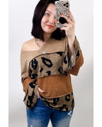 Azura Exchange Leopard Colorblock Patchwork Knit Top - S