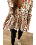 Azura Exchange Floral Ruffled Babydoll Blouse - M