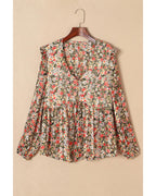 Azura Exchange Floral Ruffled Babydoll Blouse - S