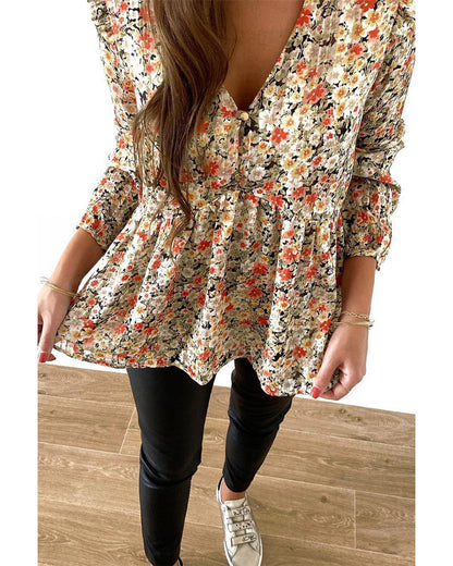 Azura Exchange Floral Ruffled Babydoll Blouse - XL