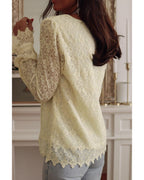 Azura Exchange Floret Lace V Neck Long Sleeve Blouse - S
