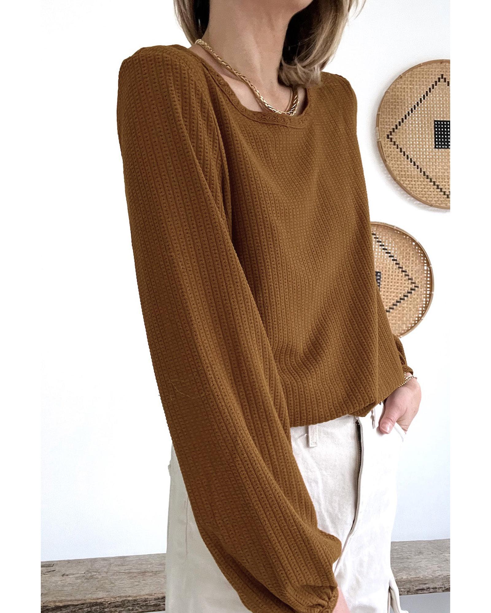 Azura Exchange Textured Puff Sleeve Top - S Secondary image