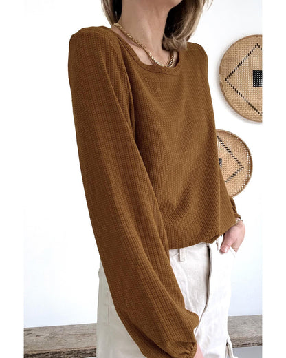 Azura Exchange Textured Puff Sleeve Top - S