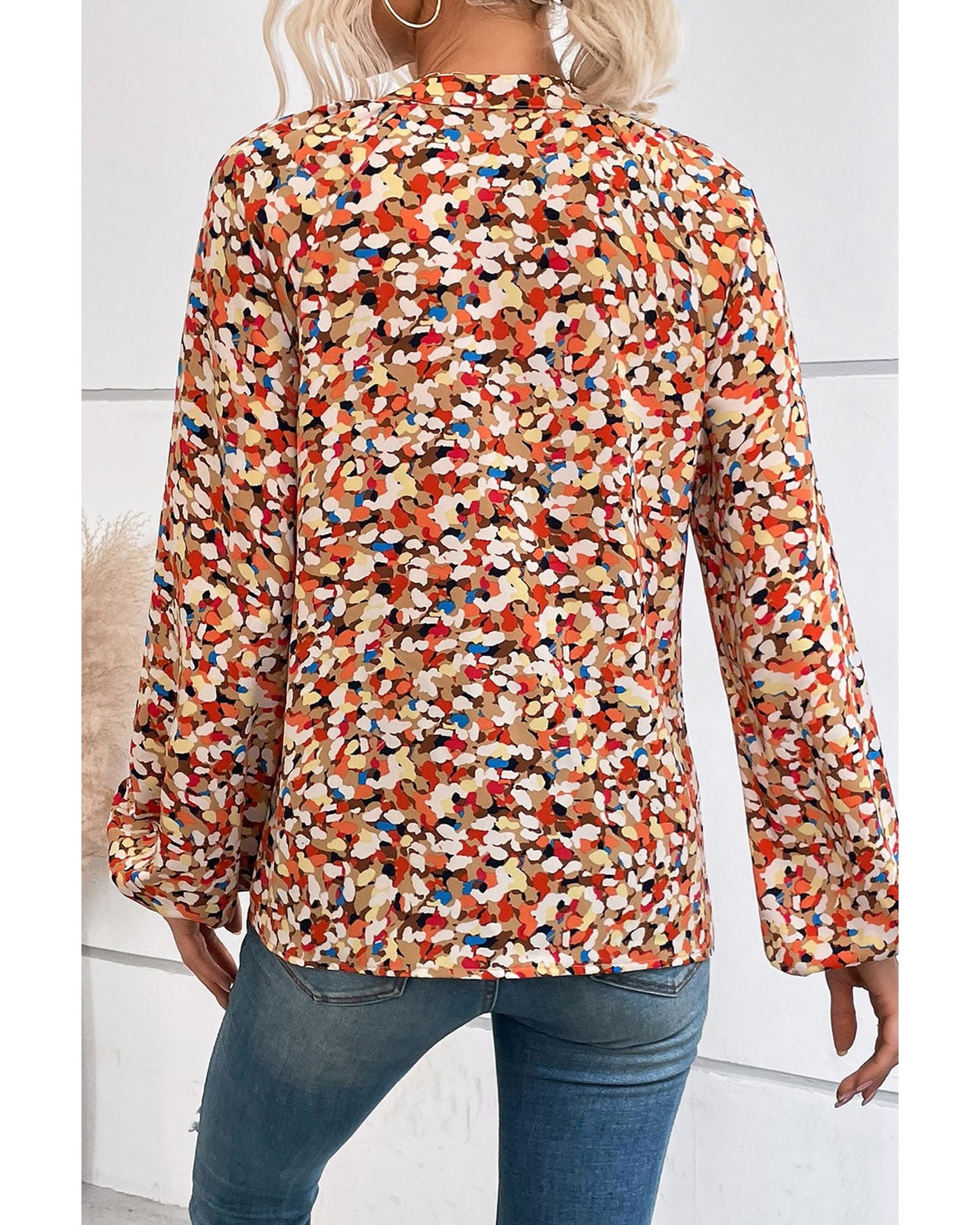 Azura Exchange Allover Print Bishop Sleeve Blouse - XL