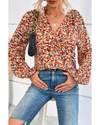 Azura Exchange Allover Print Bishop Sleeve Blouse - XL