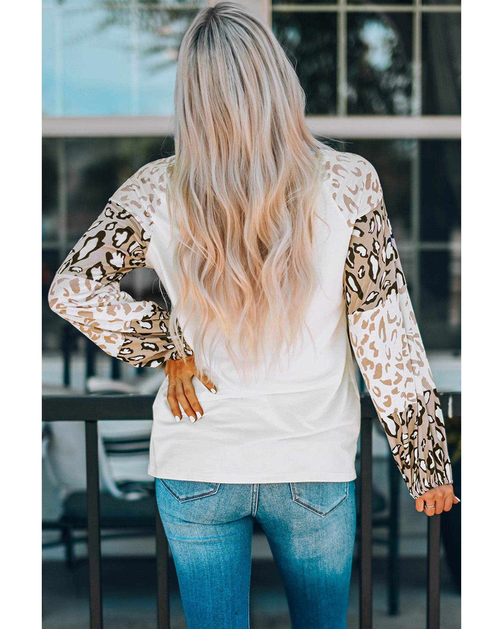 Azura Exchange Leopard Print Bubble Sleeve Top - S Secondary image