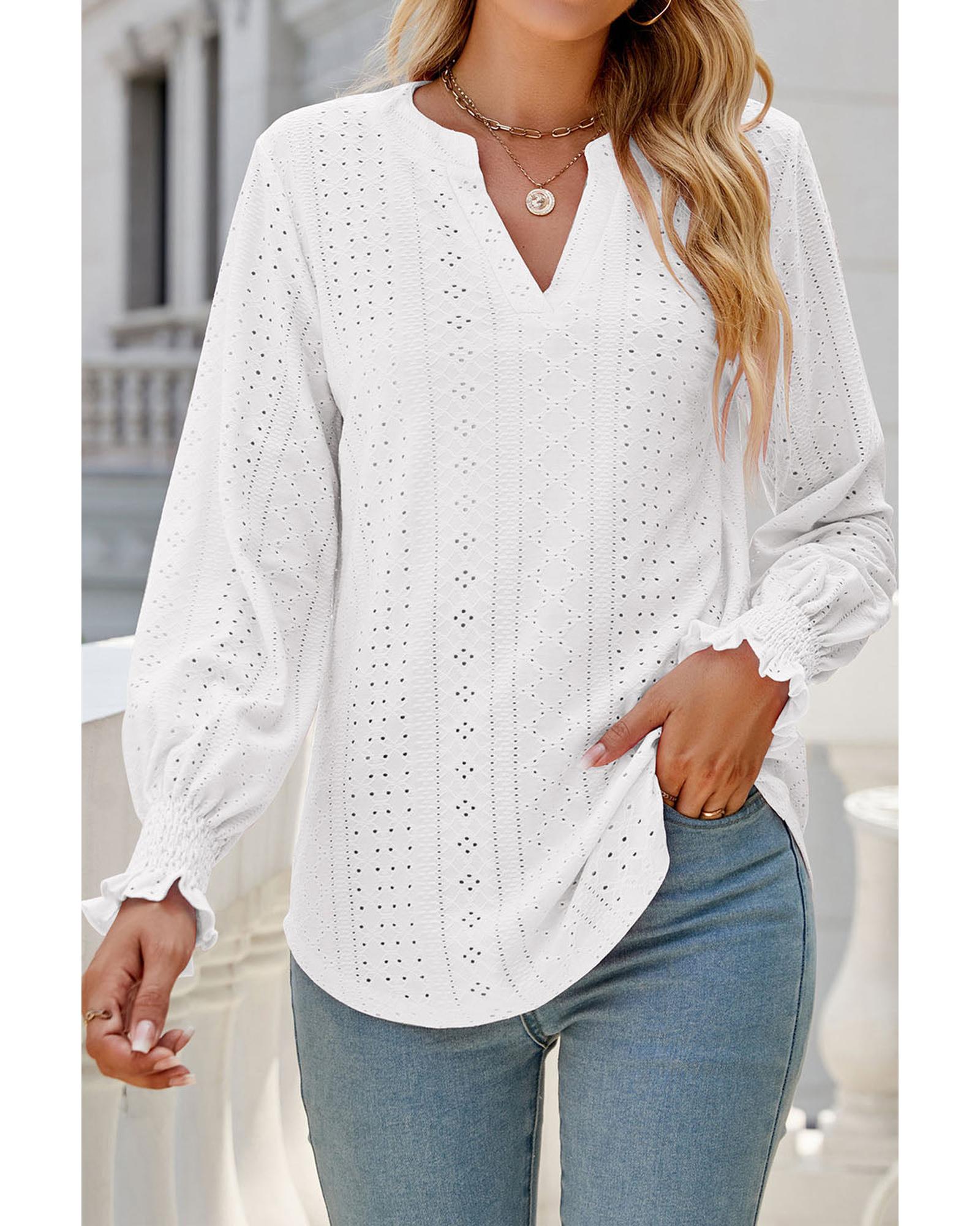 Azura Exchange Split Neck Textured Loose Blouse - M Main image