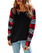 Azura Exchange Plaid & Leopard Print Off Shoulder Top - M