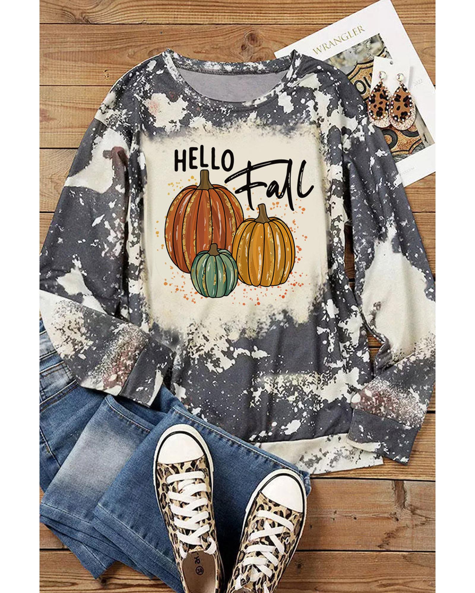 Azura Exchange Hello Fall Pumpkin Graphic Tie Dye Long Sleeve Top - M Secondary image