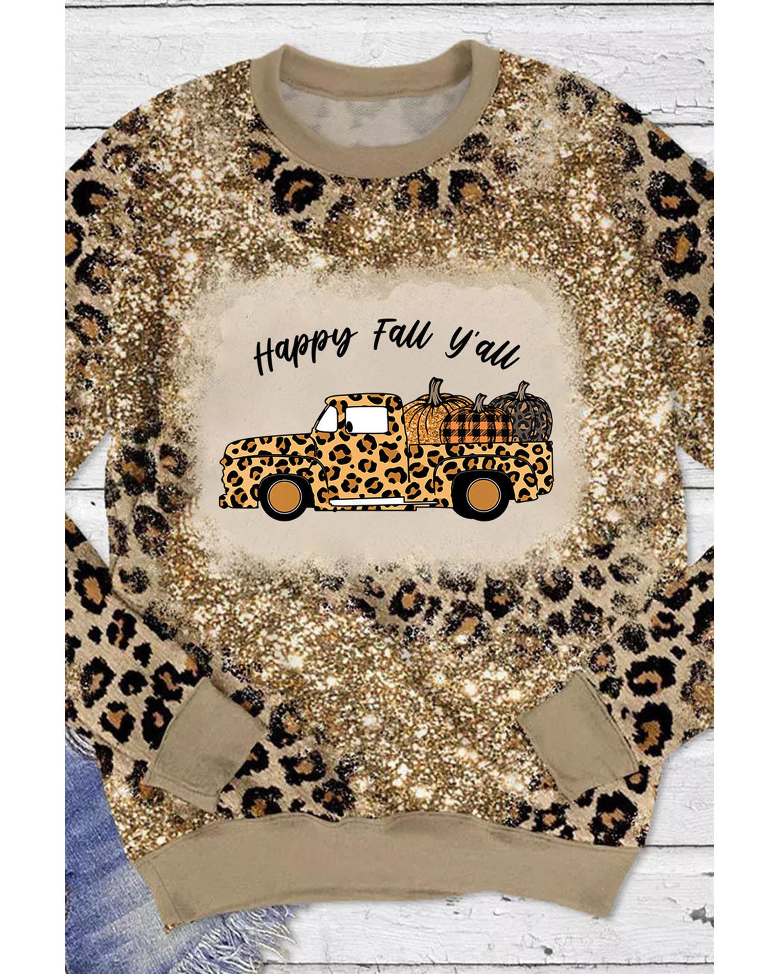 Azura Exchange Leopard Tie Dyed Pumpkin Truck Graphic Top - M Secondary image