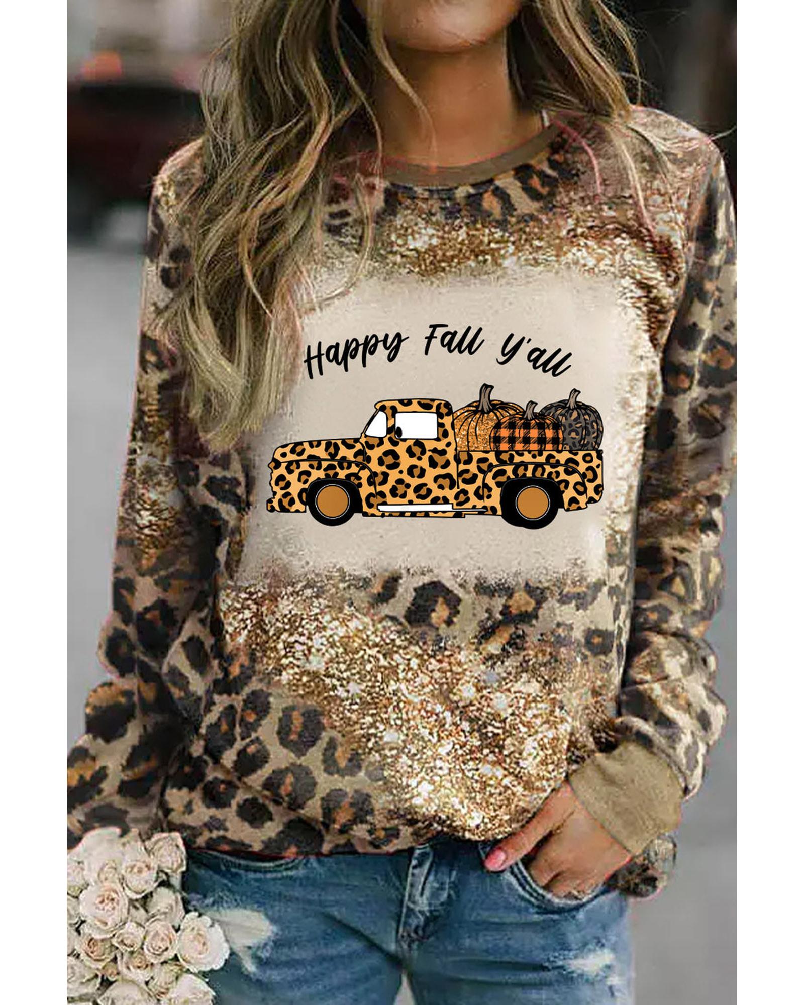 Azura Exchange Leopard Tie Dyed Pumpkin Truck Graphic Top - S Main image