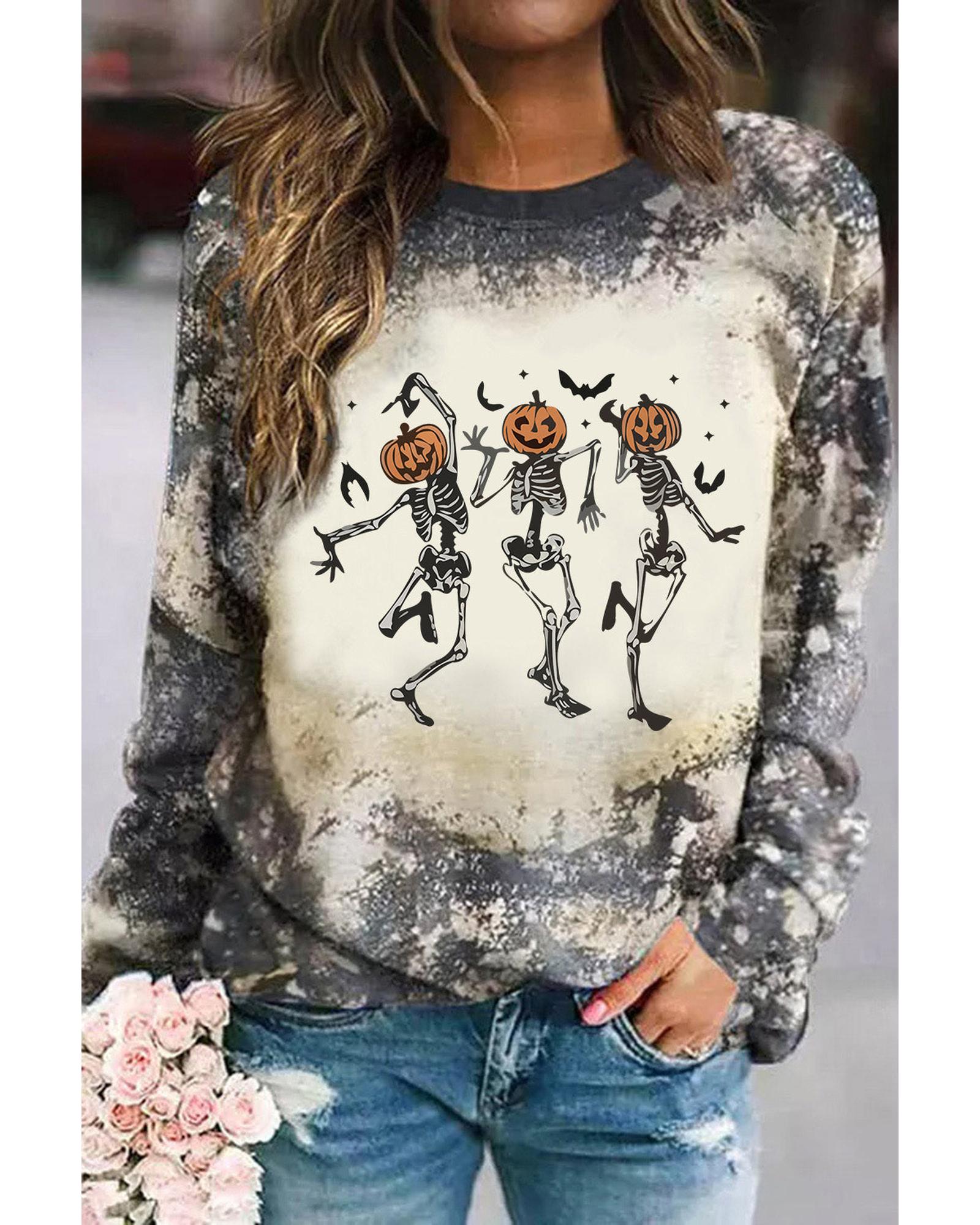 Azura Exchange Dancing Skeleton Tie Dye Long Sleeve Top - M Main image