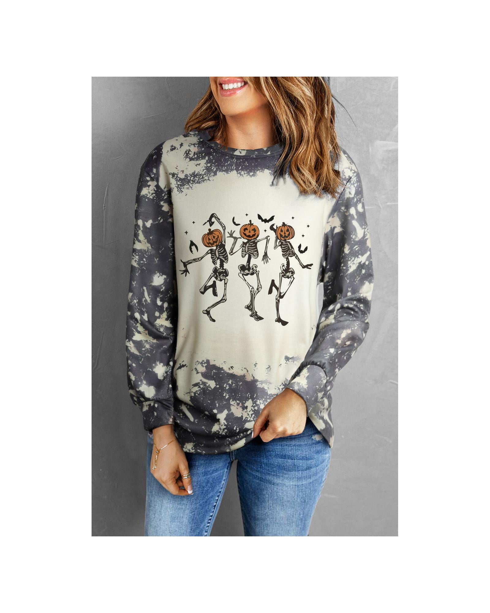 Azura Exchange Dancing Skeleton Tie Dye Long Sleeve Top - XL Secondary image